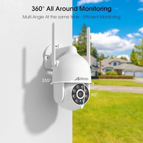 ANRAN 2K WiFi Security Camera Outdoor: 2.4/5GHz Dual-Band, Auto-Tracking, 2-Way Audio, Color Night Vision, 24/7 Recording, 3MP Pan-Tilt 360° View Camera for Home/House - Image 3