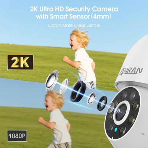 ANRAN 2K WiFi Security Camera Outdoor: 2.4/5GHz Dual-Band, Auto-Tracking, 2-Way Audio, Color Night Vision, 24/7 Recording, 3MP Pan-Tilt 360° View Camera for Home/House - Image 2
