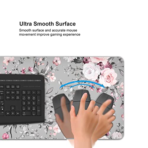Wisedeal Rose Theme Large Gaming Mouse Pad with Stitched Edges, Desk Pad Protector, Office Computers Laptop Desk Mat, Non-Slip Rubber Base, Waterproof Desk Writing Pad for Office Home Gamer - Image 4