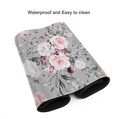 Wisedeal Rose Theme Large Gaming Mouse Pad with Stitched Edges, Desk Pad Protector, Office Computers Laptop Desk Mat, Non-Slip Rubber Base, Waterproof Desk Writing Pad for Office Home Gamer - Image 3