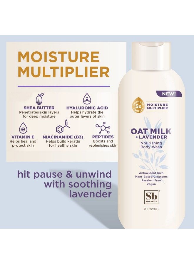 Soapbox Body Wash Oat Milk + Lavender Body Wash Body Wash For Women Men | Vegan + Antioxidant Rich Moisturizing Calming Body Wash With Shea Butter Peptides & Keratin Promoting B3 3 Pack 20Oz Each - Image 3