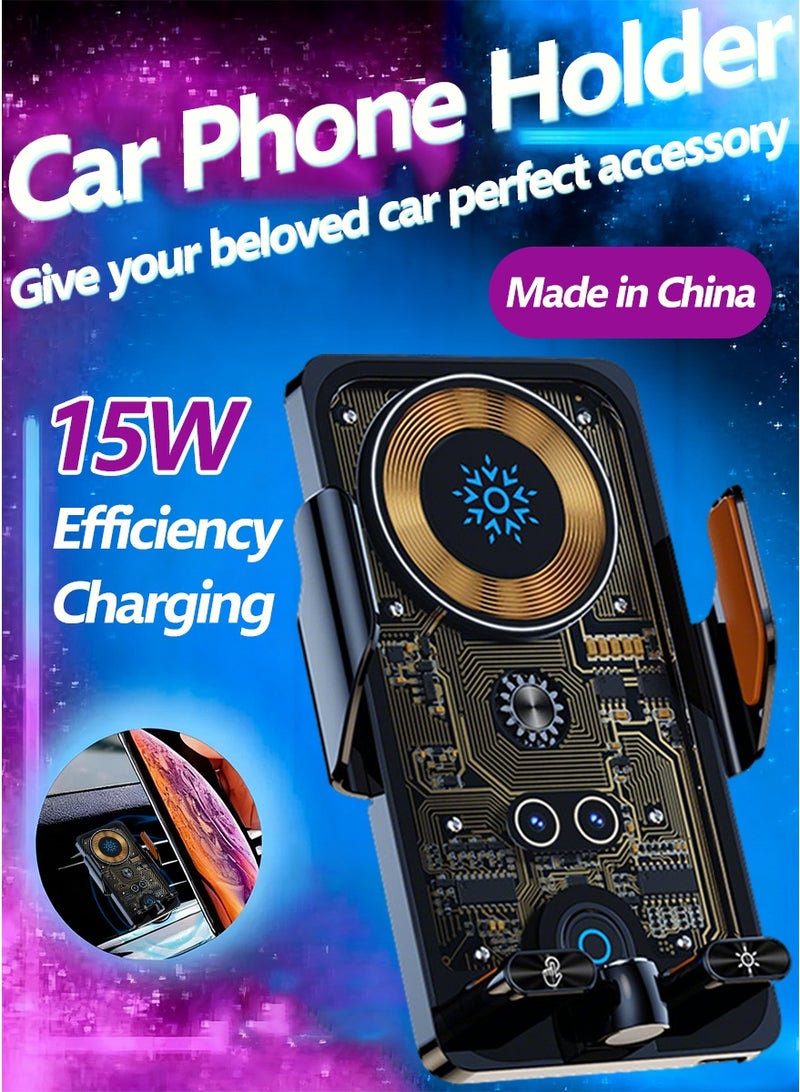 Car Phone Holder, Fast Wireless Charging Magnetic Phone Mount for Car with Auto-Clamping & Strong Magnet | Compatible with iPhone & Android - Image 1