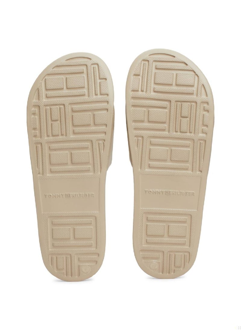 Women's Embroidered Logo Slides - Faux Leather, Beige - pzsku/Z9ED70EDC334570FE4A5EZ/45/_/1738742078/46f856c5-d341-4a84-8069-0ffe469ec3cf