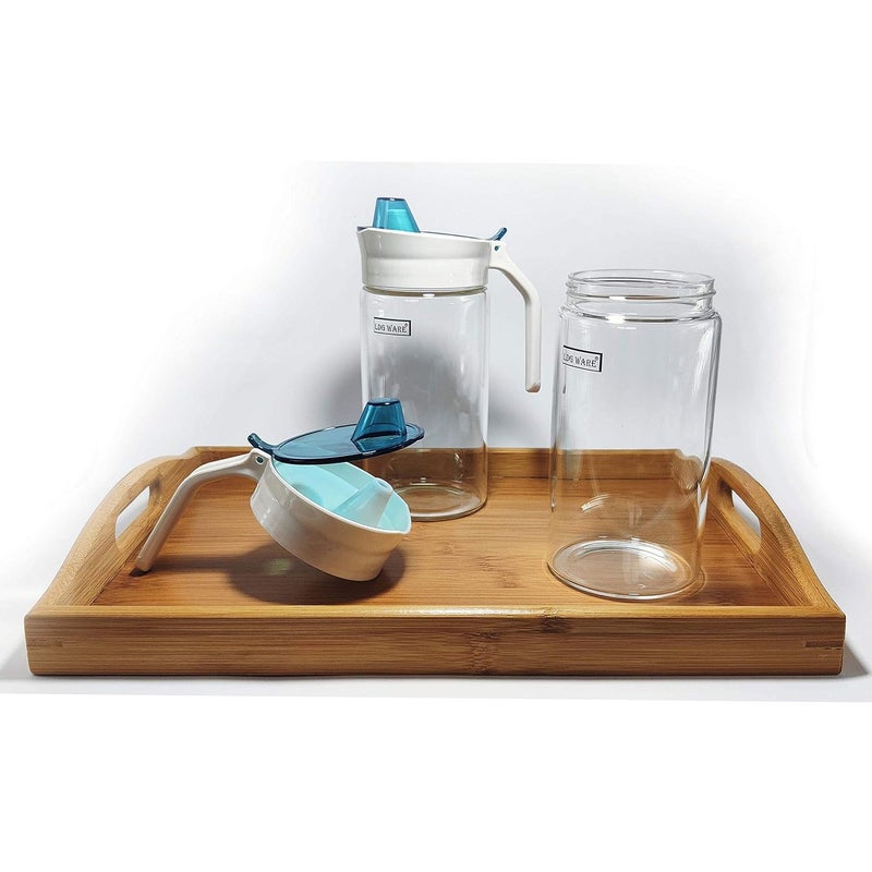 LDG WARE Transparent High Glass Borosilicate Heat Resistant Glass Oil Dispenser Jug Kitchen Supplies Bottle and Pourer Lid 720ml (set of 4pc, Borosilicate Oil Jug 720ml) - Image 3
