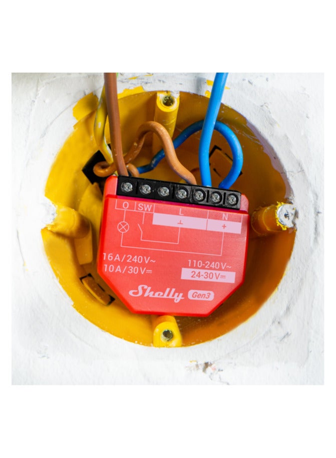 شيلي جهاز تحكم عن بعد ذكي  أوروبي Shelly 1PM Gen3 يعمل بتقنية الواي فاي والبلوتوث مع ميزة قياس إستهلاك الطاقة، قناة واحدة 16 أمبير - Image 3