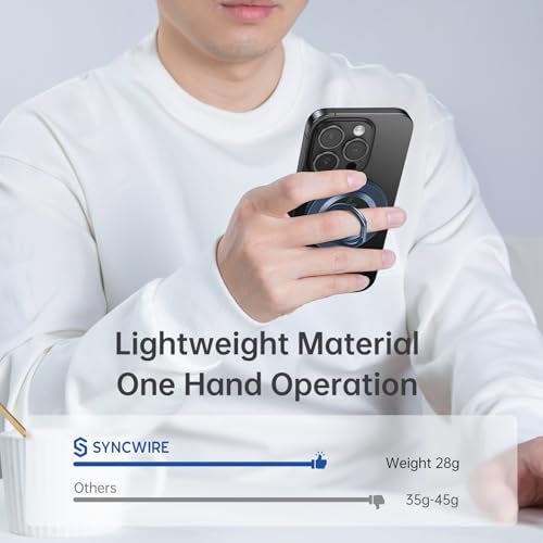 SYNCWIRE Magnetic Phone Ring Holder for MagSafe, 360° Rotation Cell Phone Grip Stand Finger Ring Kickstand Two-Sided Magnet Compatible with iPhone 17 Pro Max 16 15 14 13 12 MagSafe Accessories - Image 4