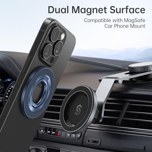 SYNCWIRE Magnetic Phone Ring Holder for MagSafe, 360° Rotation Cell Phone Grip Stand Finger Ring Kickstand Two-Sided Magnet Compatible with iPhone 17 Pro Max 16 15 14 13 12 MagSafe Accessories - Image 3