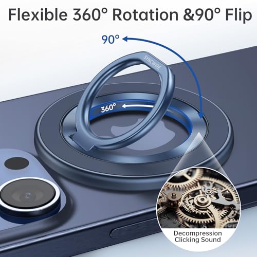 SYNCWIRE Magnetic Phone Ring Holder for MagSafe, 360° Rotation Cell Phone Grip Stand Finger Ring Kickstand Two-Sided Magnet Compatible with iPhone 17 Pro Max 16 15 14 13 12 MagSafe Accessories - Image 2