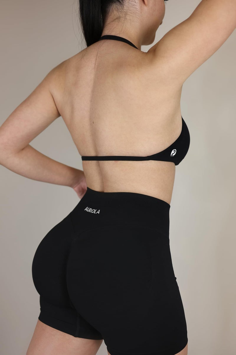 AUROLA Influence Collection Workout Shorts for Women,No Roll Up Squat Proof New Scrunch Seamless Compression Gym Short, Black, L - Image 3