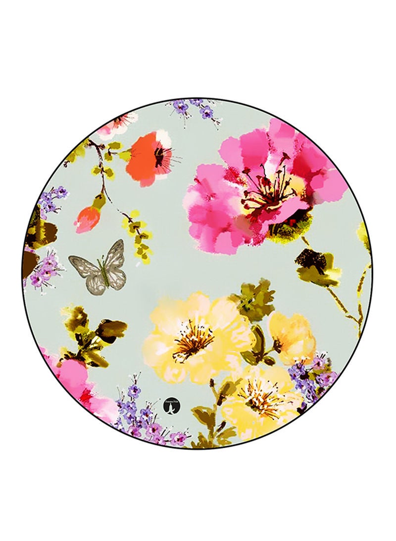 RKN Flowers Printed Mouse Pad  Round  Multicolour