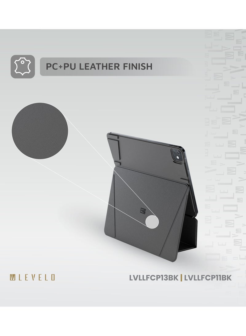ليفيلو جراب Luxora Folio لجهاز iPad Air 13" 2024 / ثبات مغناطيسي قوي / تصميم متعدد الطيات / ارتفاع قابل للتعديل - أسود - Image 3