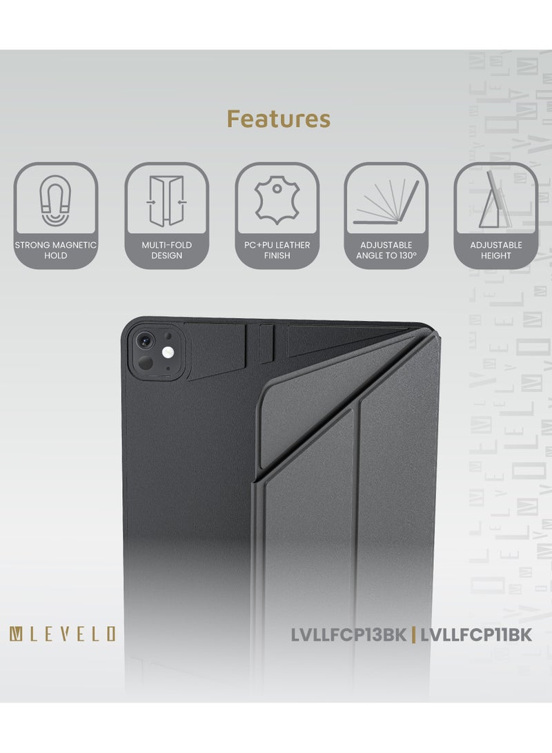 ليفيلو جراب Luxora Folio لجهاز iPad Air 13" 2024 / ثبات مغناطيسي قوي / تصميم متعدد الطيات / ارتفاع قابل للتعديل - أسود - Image 2