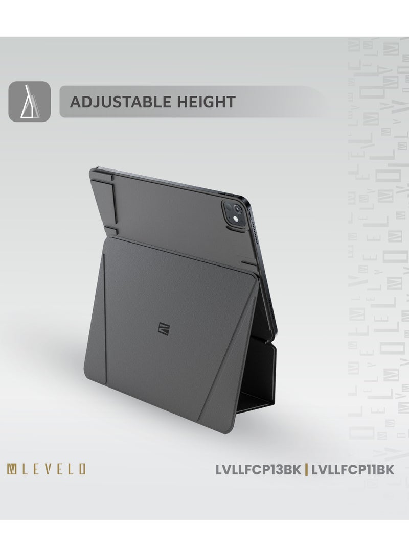 ليفيلو جراب Luxora Folio لجهاز iPad Air 13" 2024 / ثبات مغناطيسي قوي / تصميم متعدد الطيات / ارتفاع قابل للتعديل - أسود - Image 4