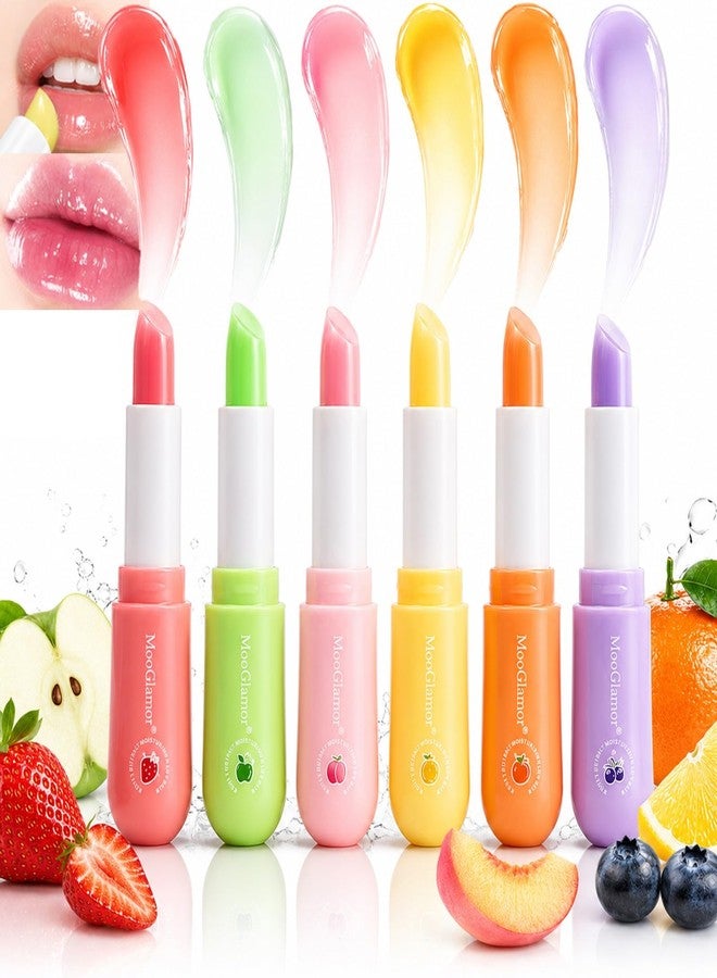 MooGlamor 6 Pcs Lip Balm Set Moisturizing Lip Care Fruit Lip Balm with Transparent Hydrates Dry and Cracked Lip Care Hydrating Gift for Daily Women and Men - Image 1