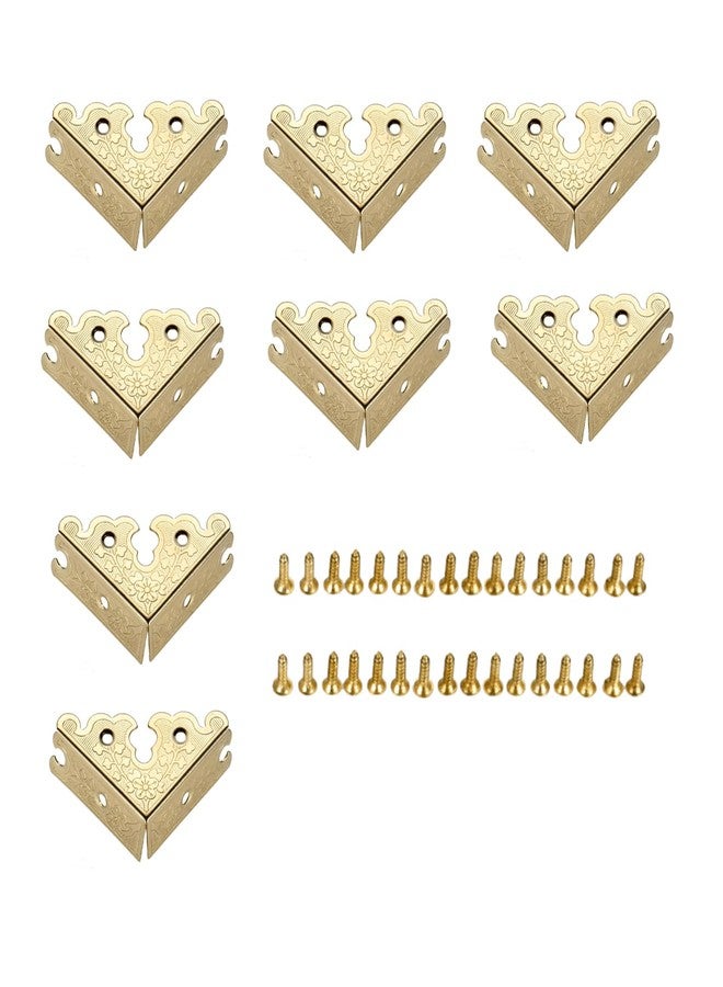 dophee 8Pcs Decorative Corner Protectors, Retro Style Edge Safety Guards Covers for Picture Frame Album Jewelry Box Gift Box Wooden Case Chest Tables Cabinet Furniture, 1.34"x1.34"-Gold - Image 1