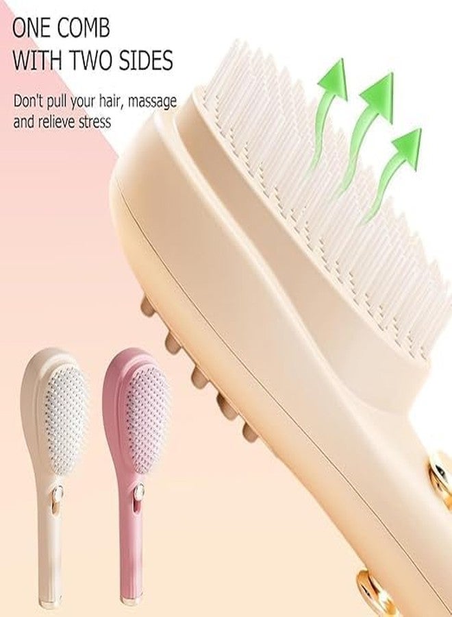 FAGVA 2-in-1 Self-Cleaning Hairbrush with Telescopic Design | One-Click Hair Removal Comb | Easy Detangling & Smooth Styling Brush | Large Size Hair Comb for Home, Travel & Salon Use - Multicolour - Image 5