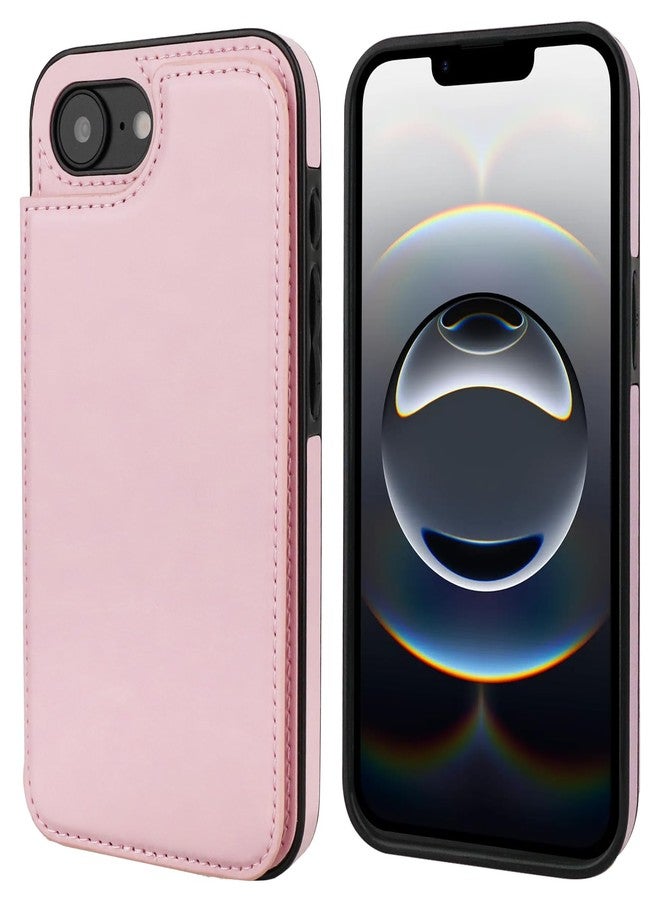 OT ONETOP ONETOP Compatible with iPhone 16e Wallet Case with Card Holder, PU Leather Kickstand Card Slots Case, Double Magnetic Clasp and Durable Shockproof Cover 6.1 Inch (Pink) - Image 3