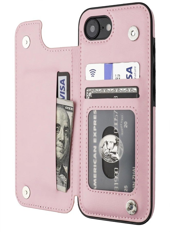 OT ONETOP ONETOP Compatible with iPhone 16e Wallet Case with Card Holder, PU Leather Kickstand Card Slots Case, Double Magnetic Clasp and Durable Shockproof Cover 6.1 Inch (Pink) - Image 1