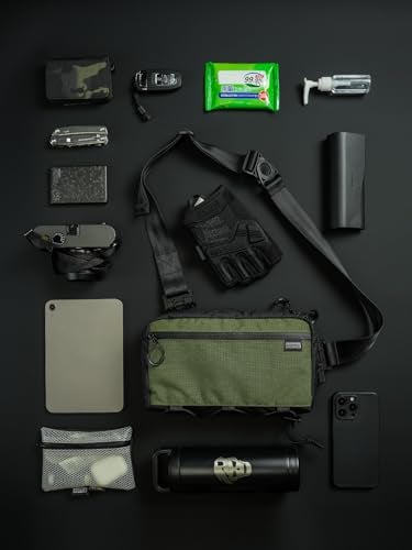 TACTICAL_GEEK Cache L4 EDC Sling Bag, Lightweight Crossbody Shoulder Bag, Travel Chest Bag, Single Strap Bag for Casual Travel, Hiking, and Outdoor Sports(Black Green) - Image 5