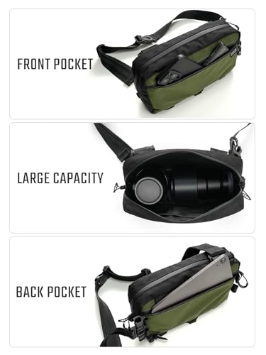TACTICAL_GEEK Cache L4 EDC Sling Bag, Lightweight Crossbody Shoulder Bag, Travel Chest Bag, Single Strap Bag for Casual Travel, Hiking, and Outdoor Sports(Black Green) - Image 3