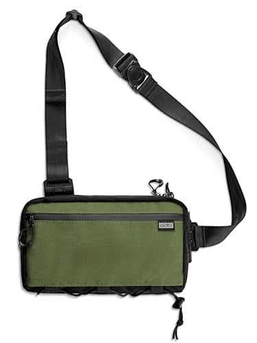 TACTICAL_GEEK Cache L4 EDC Sling Bag, Lightweight Crossbody Shoulder Bag, Travel Chest Bag, Single Strap Bag for Casual Travel, Hiking, and Outdoor Sports(Black Green) - Image 1