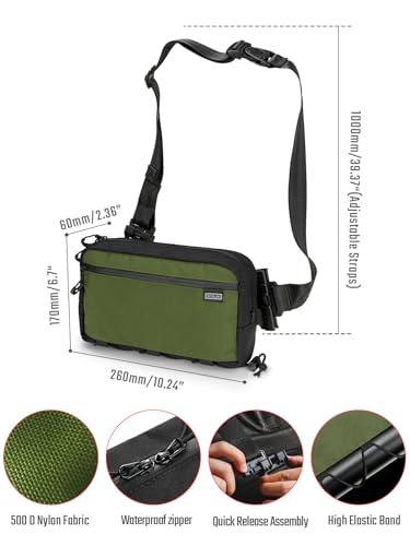 TACTICAL_GEEK Cache L4 EDC Sling Bag, Lightweight Crossbody Shoulder Bag, Travel Chest Bag, Single Strap Bag for Casual Travel, Hiking, and Outdoor Sports(Black Green) - Image 2