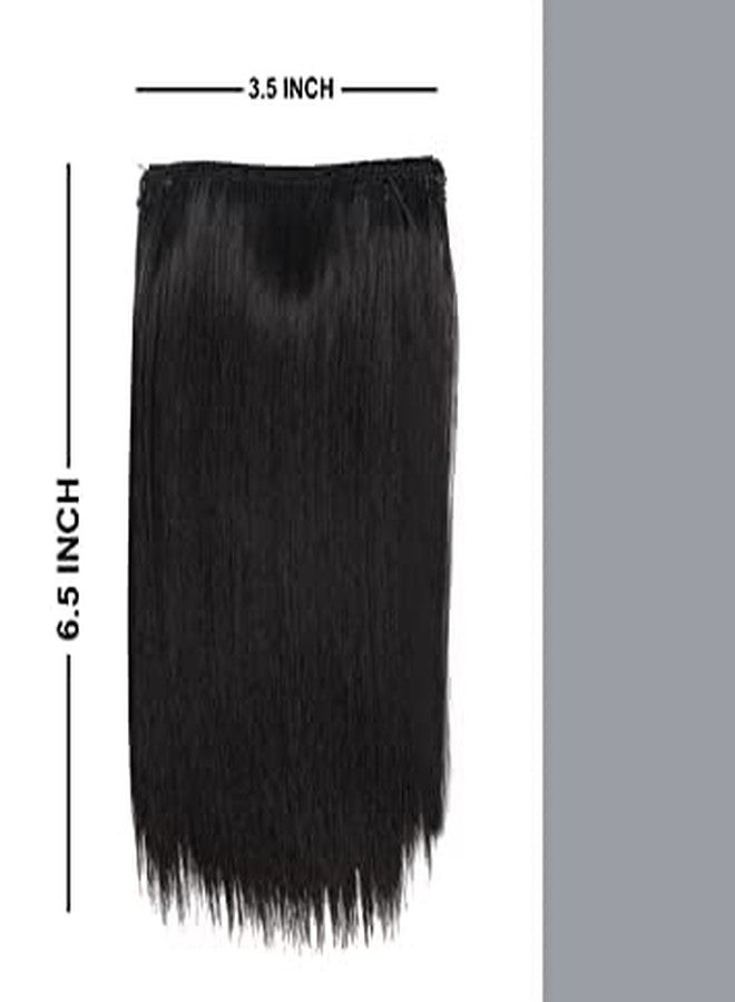 KAVIN 2 Clip In Synthetic Hair Extension Hair Volumizer For Girls And Women Pack Of 1 (6.5 Inches Natural Black Brown Colour) - Image 2