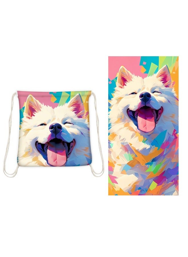 Two-in-one foldable beach towel, printed bath towel, one-piece beach towel, one-piece bag, storage and storage - Image 1