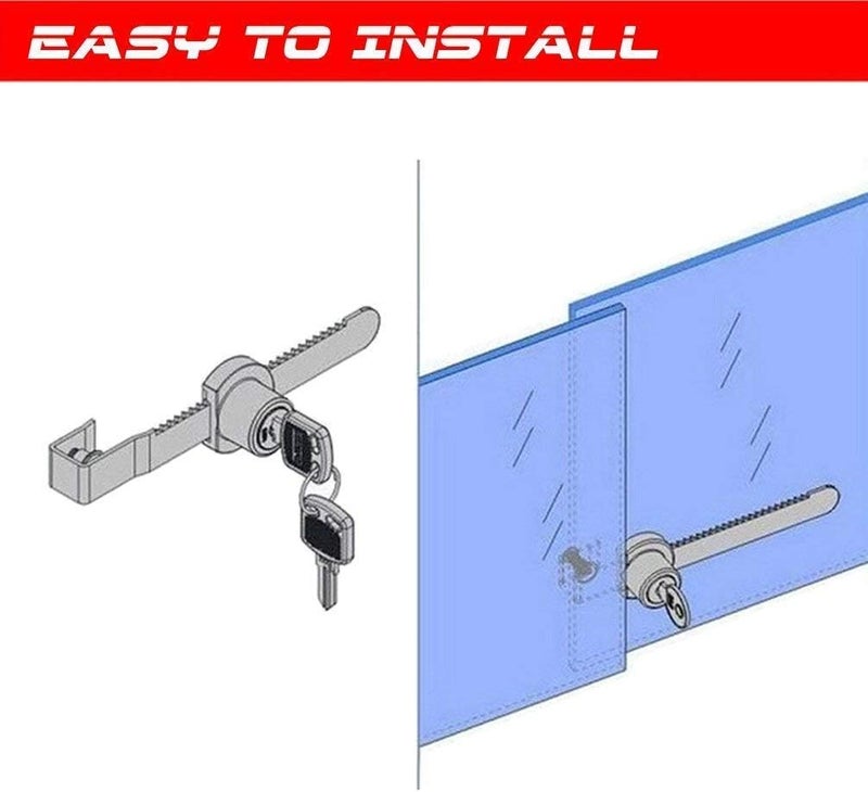 WOOCH Sliding Glass Door Ratchet Lock with Chrome Finish, Keyed Alike Showcase Display - 2 Pack - Image 5