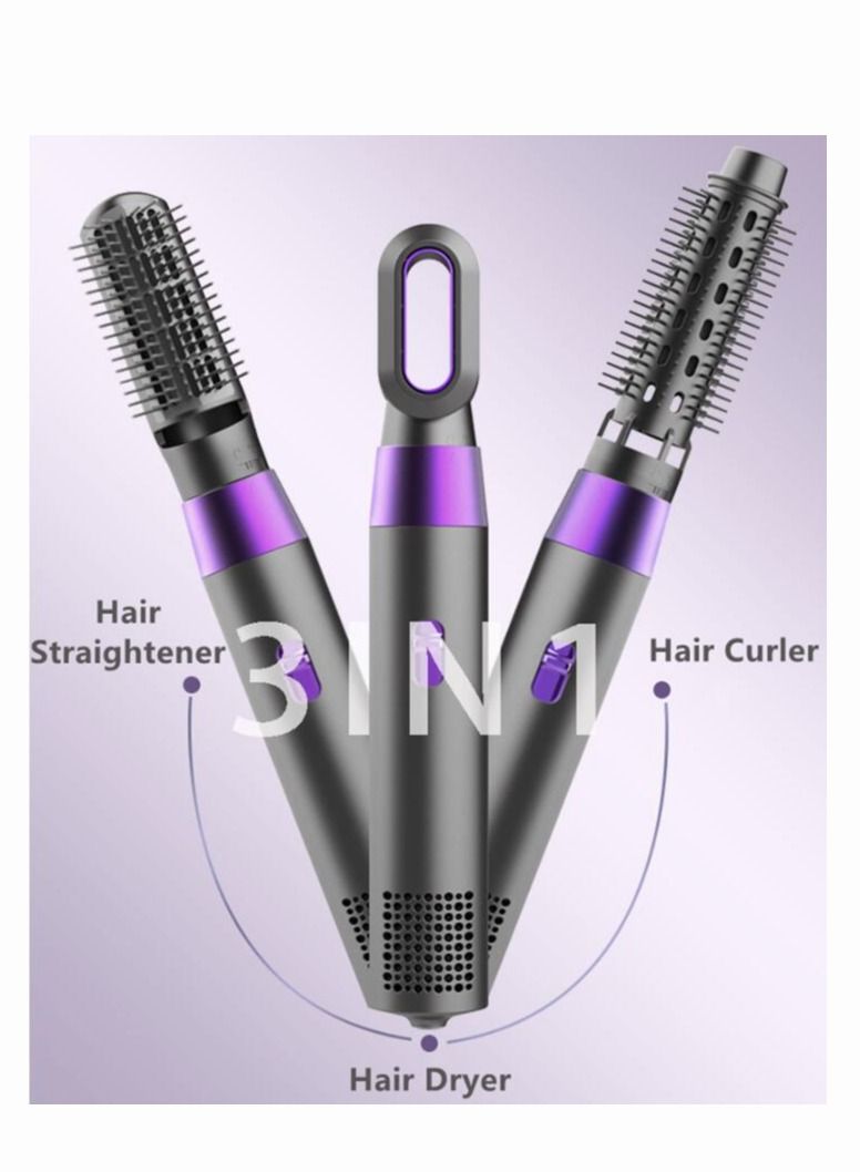 MIXDE 3-In-1 Hair Dryer Brush Purple/Black - Image 3