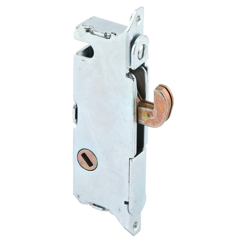 Prime-Line E 2014 Mortise Lock - Adjustable, Spring-Loaded Hook Latch Projection for Sliding Patio Doors Constructed of Wood, Aluminum and Vinyl, 3-11/16 In., 45Âº Keyway, Round Face (Single Pack) - Image 1