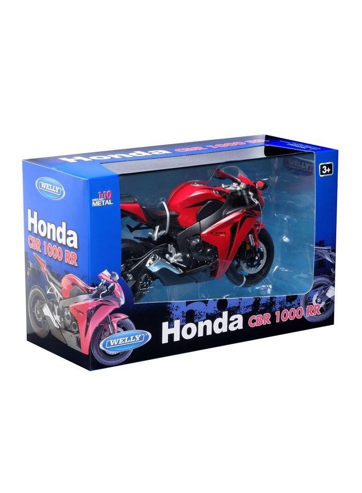 ويلي لعبة نموذج دراجة نارية CBR 1000 RR مصبوبة بمقياس 1:10 - دراجة رياضية حمراء - Image 3