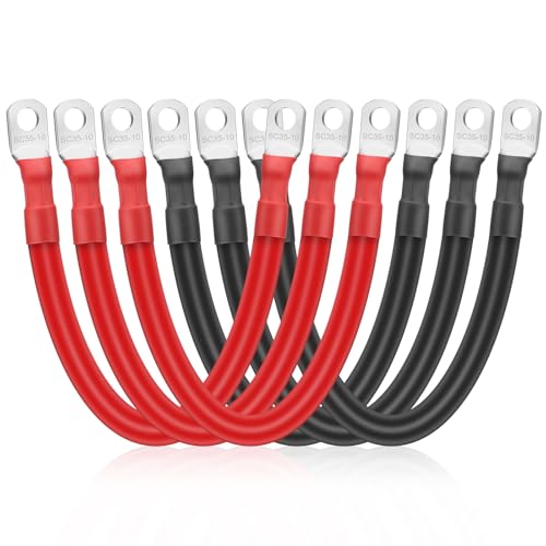 Linkstyle 6PCS 2 AWG Battery Cables 6 Inch 2 Gauge Battery Inverter Cables with 38 Lugs Terminals Copper Wire for Car Marine Solar Motorcycle ATV RV