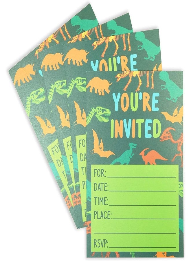BLUE PANDA Dinosaur Birthday Invitations - 5 x 7 In, 36-Pack, Green - Dinosaur Party Invitations - Image 4