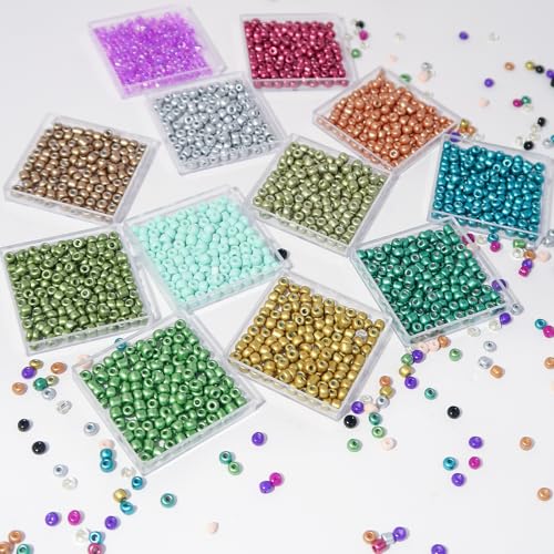 JOJOPLAY 11200pcs Glass Seed Beads for DIY Crafting Bracelet Necklace Embroidery Jewelry Making Supplies (3mm, 400pcs/Color, 28 Colors, Metallic Scheme) - Image 4