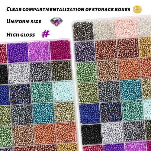 JOJOPLAY 11200pcs Glass Seed Beads for DIY Crafting Bracelet Necklace Embroidery Jewelry Making Supplies (3mm, 400pcs/Color, 28 Colors, Metallic Scheme) - Image 3