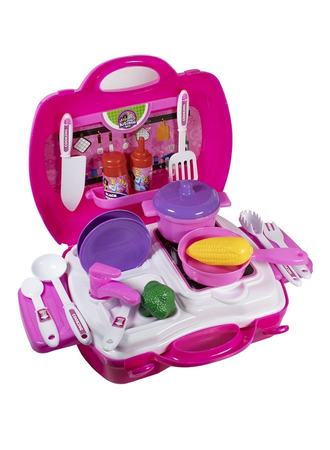 Skoodle Disney Princess Kid Chef Bring Along Kitchen Cooking Suitcase Set with Briefcase and Accessories for Kids (26 Pieces ) - Image 1