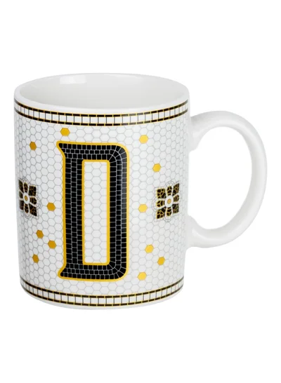 Cuisine Art Cuisine Art Letter D Printed Porcelain Ceramic Tea Coffee Mug 300ml - Stylish and Durable Mug for Hot Beverages
