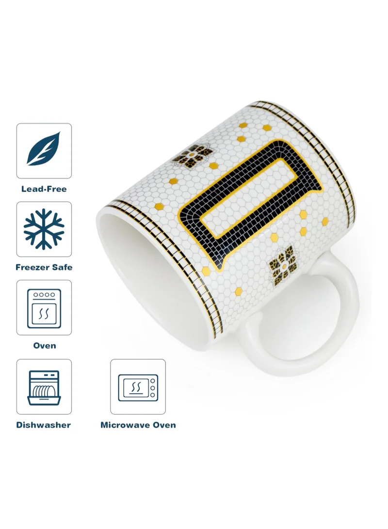 Cuisine Art Cuisine Art Letter D Printed Porcelain Ceramic Tea Coffee Mug 300ml - Stylish and Durable Mug for Hot Beverages