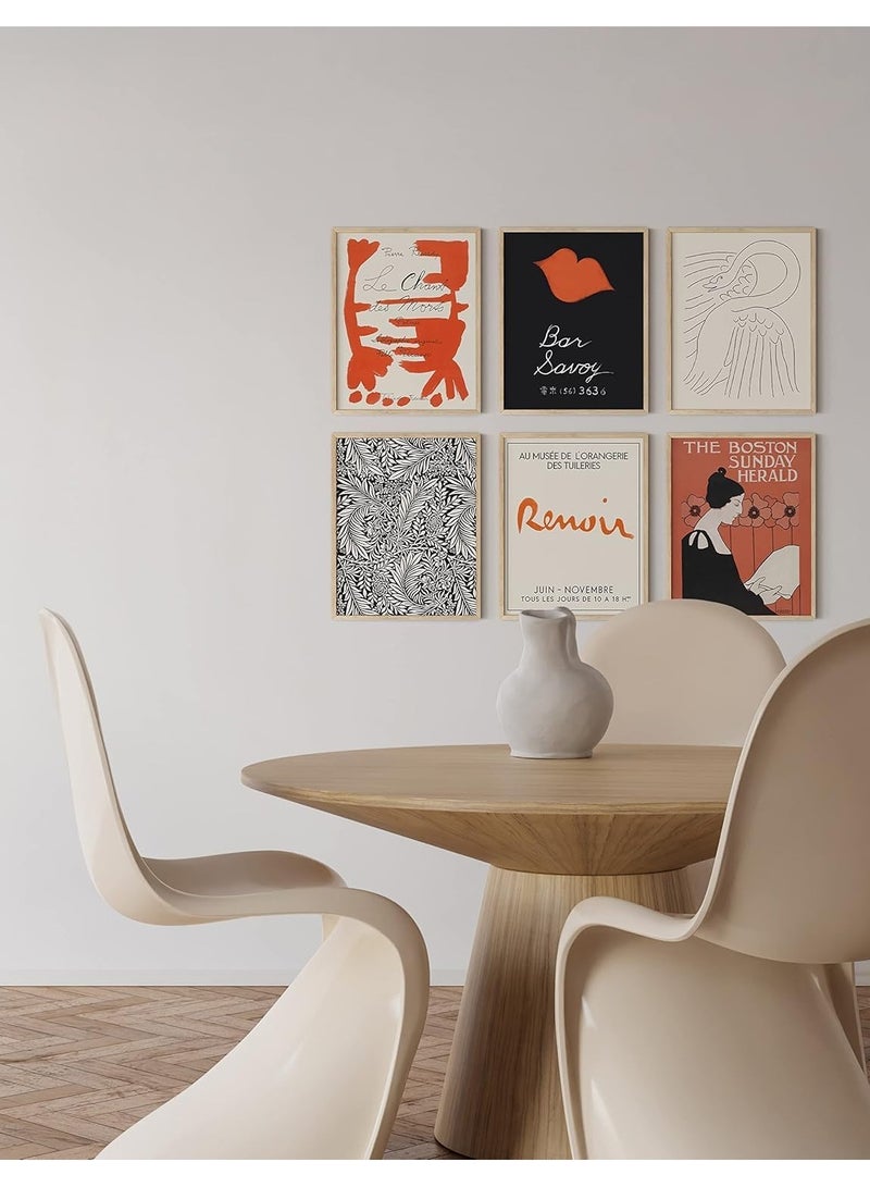 Today Idea Today Idea Abstract Art Set of 6 Boho Chic Wall Decor | Contemporary Matisse-Inspired Artwork | Modern Framed Art Prints (Black & Red Gallery, 8x10 Unframed) - Image 2