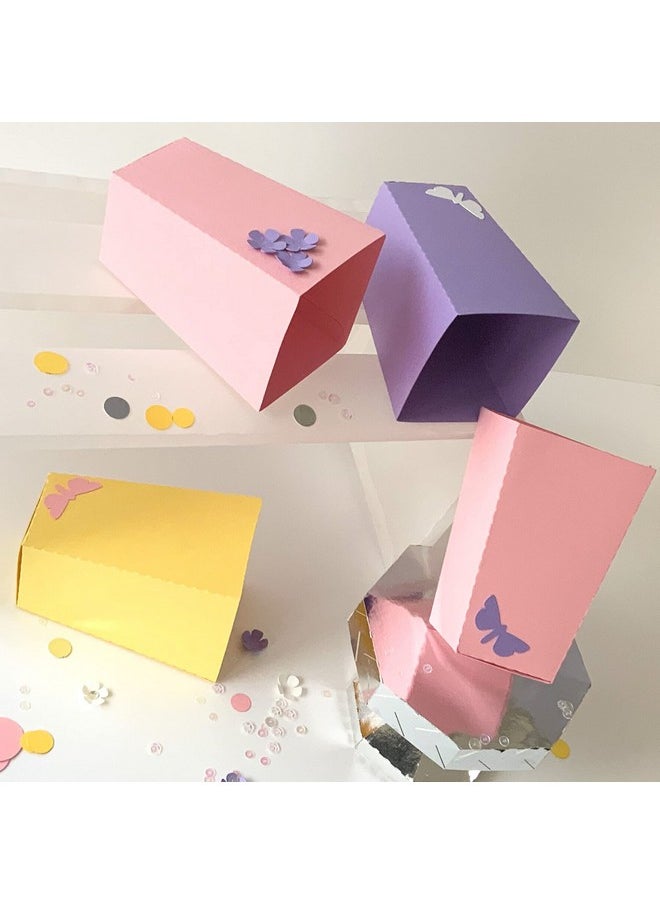 Pinfliers Pinfliers Butterfly Flower Theme Paper Popcorn Boxes, A Set of 10, Pink Purple and Yellow  - Image 1