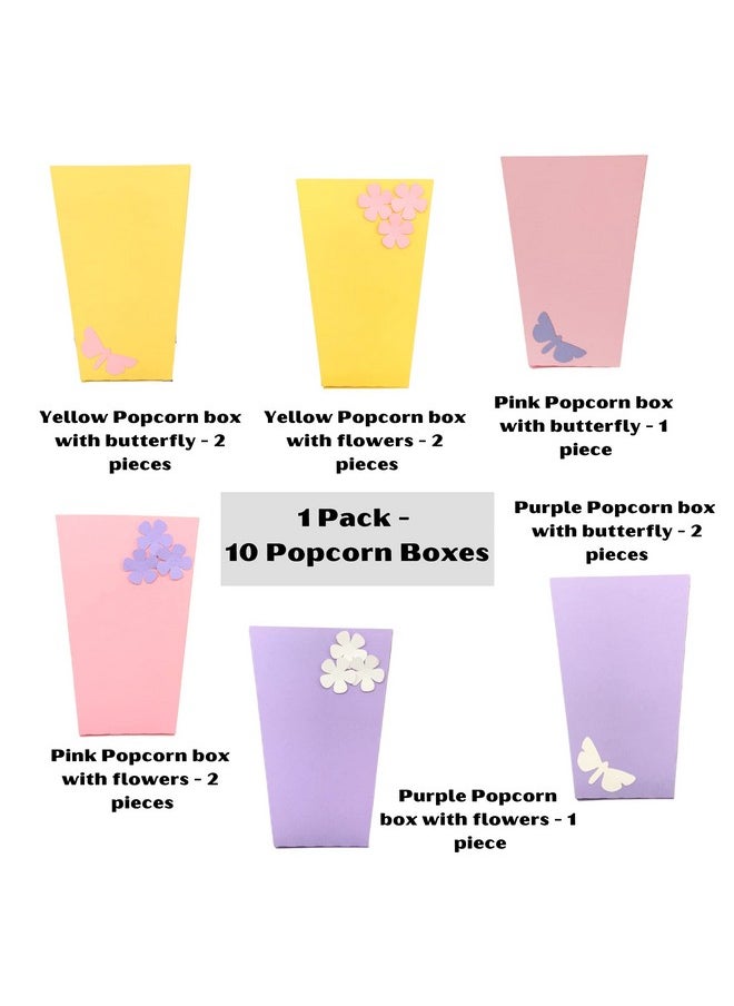 Pinfliers Pinfliers Butterfly Flower Theme Paper Popcorn Boxes, A Set of 10, Pink Purple and Yellow  - Image 2