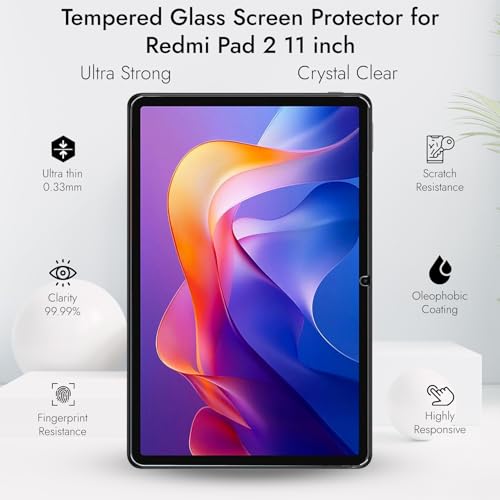 Robustrion 2 Pack Tempered Glass for Redmi Pad 2 11 inch Screen Protector Guard for Redmi Pad 2 11 inch Tablet - Image 3