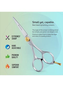 Suvorna Suvorna 5" Mustache And Beard Scissors for Men, Salons, Barber, Hairdresser & Professional | Hair Cutting Scissors made with Stainless steel for Trimming | Grooming Scissors for Facial, Nose, Ear Hair  - Image 5