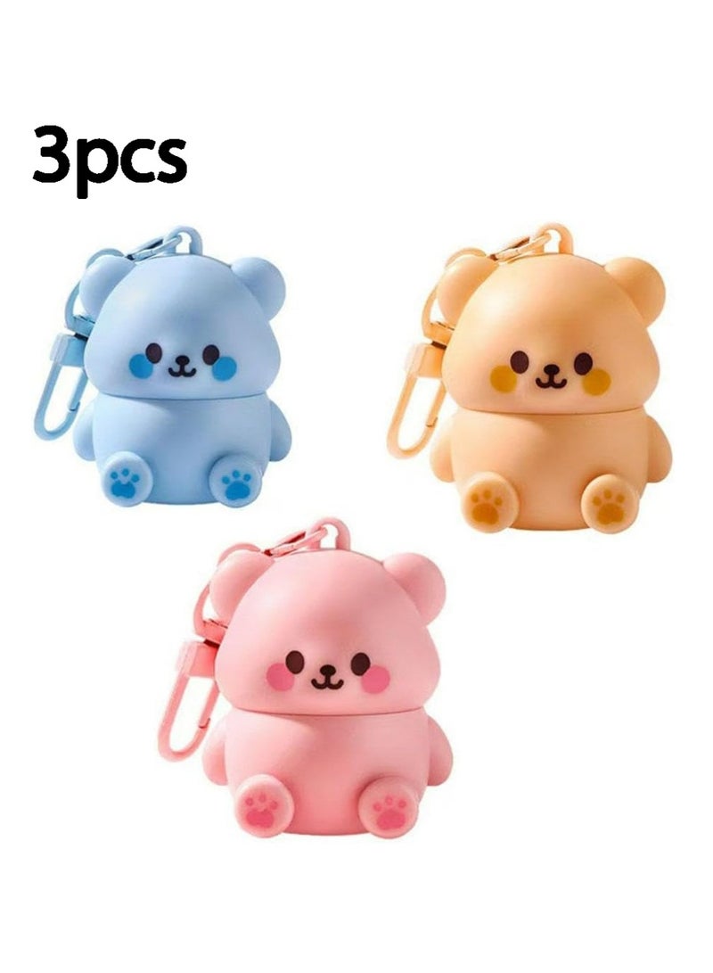 3Pcs Cute Little Bear Lip Balm for Children,Anti-Dry Anti-Crack Moisturizing Lip Gloss,Natural Ingredients Lipsticks Lip Care Products,Fruit Flavored Lip Stick for Kids - Image 1