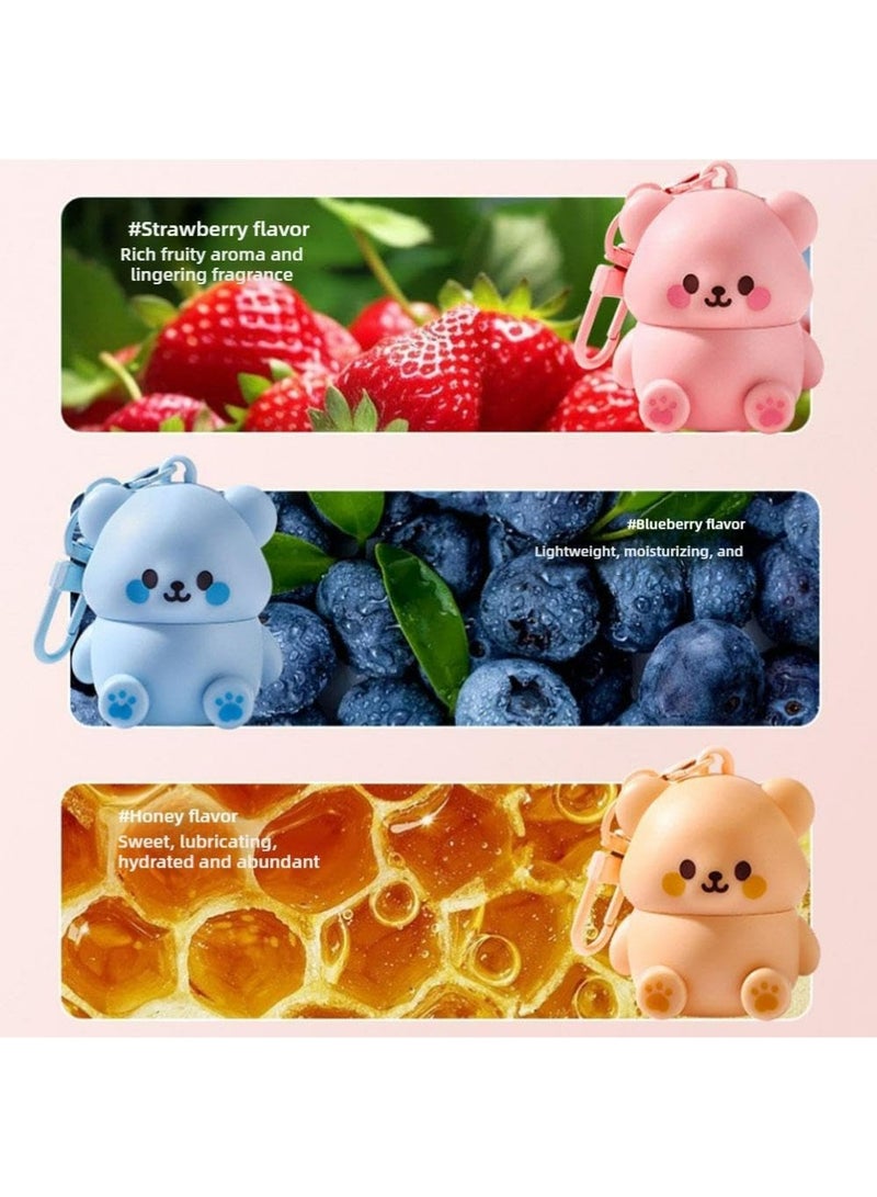 3Pcs Cute Little Bear Lip Balm for Children,Anti-Dry Anti-Crack Moisturizing Lip Gloss,Natural Ingredients Lipsticks Lip Care Products,Fruit Flavored Lip Stick for Kids - Image 4