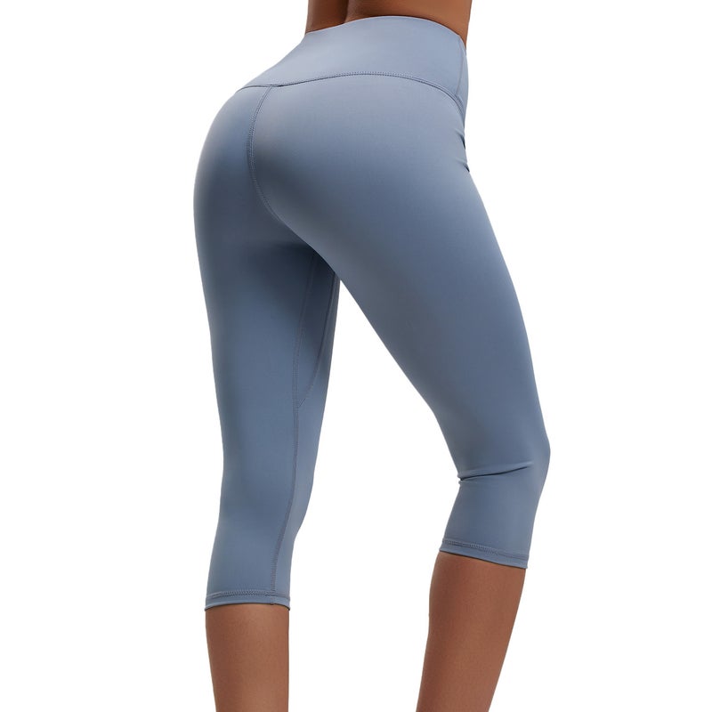 High Waist Yoga Pants Peach Butt Lifting Capri Running Leggings - Image 3