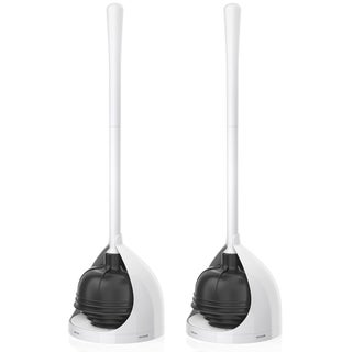 uptronic 2 Pack Toilet Plunger with Holder Unique Plunger with AllAngle Design Plungers for Bathroom for 57inch Toilet Drain Toilet Plunger Heavy Duty White - pzsku/Z9ED80198571E6770691EZ/45/1750416701/25040f5d-268b-45a0-b054-e8fb2ec17d92