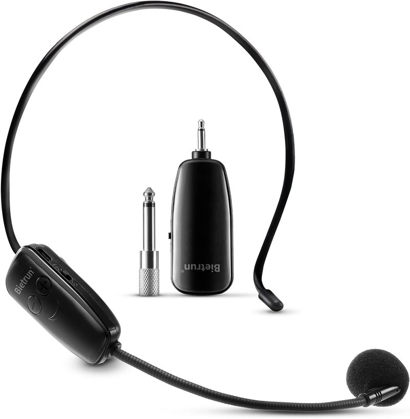 Bietrun Wireless Microphone Headset, UHF Wireless Headset Mic System, 160 ft Range, Headset Mic And Handheld Mic 2 In 1, 1/8''&1/4'' Plug, For Speakers, Voice Amplifier, Pa System(Incompatible Phone, Laptop) - Image 1