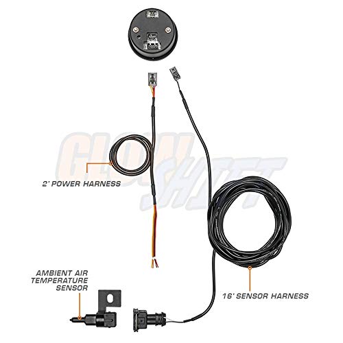 GlowShift 10 Color Digital Air Temperature Gauge Kit - Reads Outside Air Temp from -40-200 Degrees F - Includes Sensor - Multi-Color LED Display - Tinted Lens - 2-1/16" (52mm) - Image 2